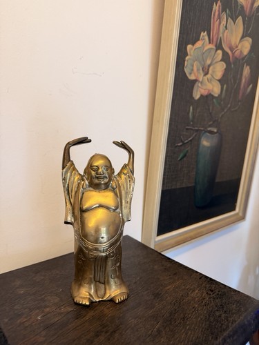 Messingfigur happy buddha - happy,