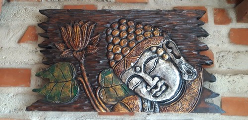 Buddha kopf relief feng shui - relief,