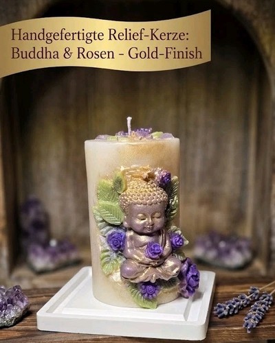Unikat reliefkerze zen buddha - reliefkerze, zen-buddha