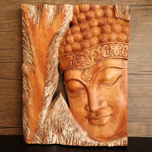 Buddha gesicht teak holz - buddha,