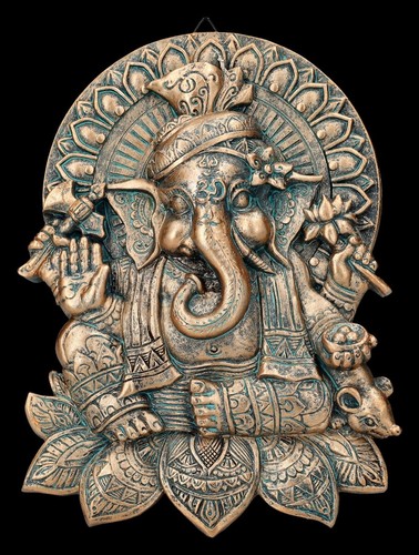 Ganesha relief bronzefarben - ganesha,