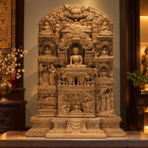 Buddha shakyamuni holzrelief - buddha,